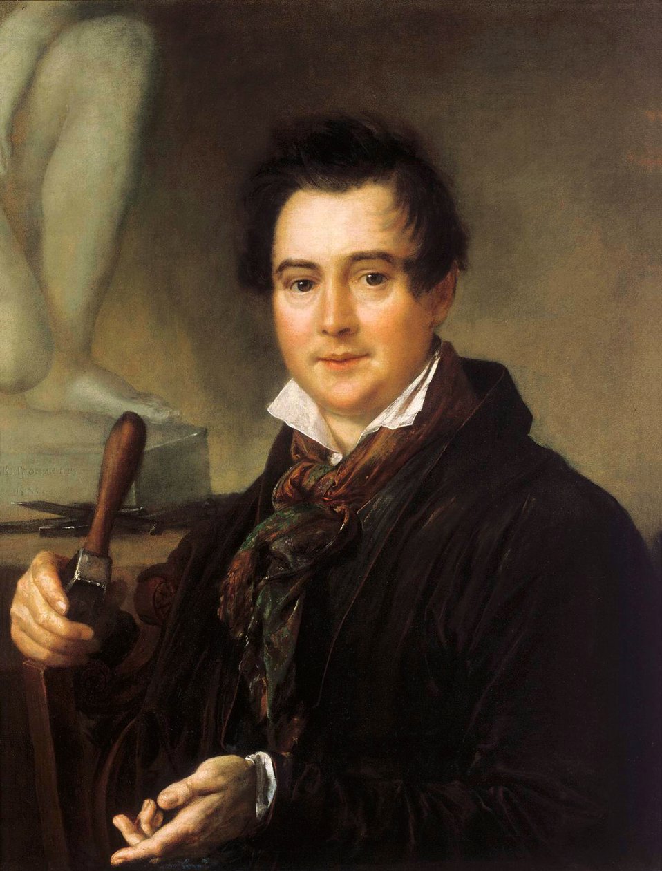 Portret rzeźbiarza Iwana P. Vitali 1794-1855, XIX wiek. autorstwa Vasili Andreyevich Tropinin
