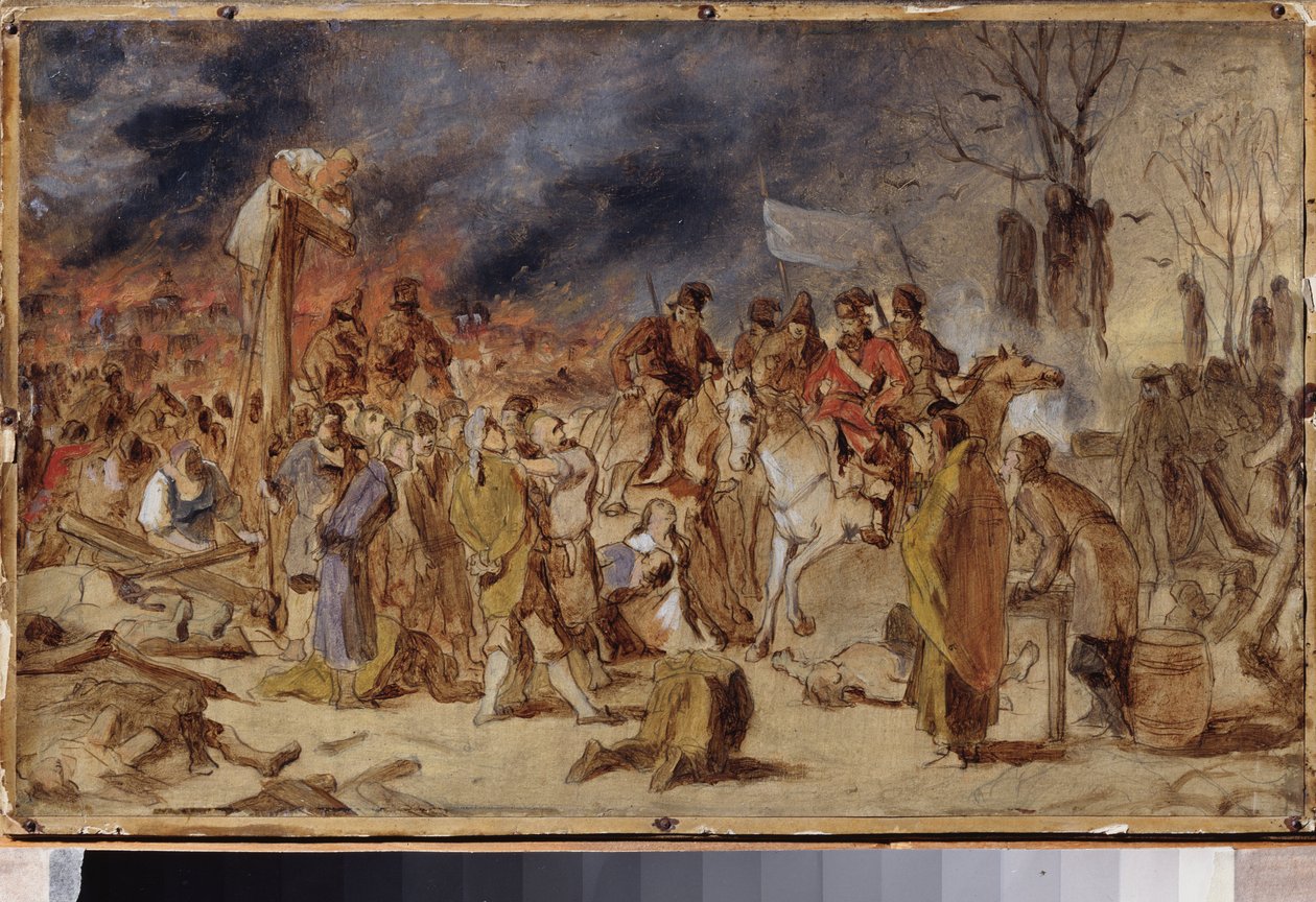 bunt Pugaczowa w 1773 r. (Rosyjska Wojna Chłopska autorstwa Vasili Grigorevich Perov