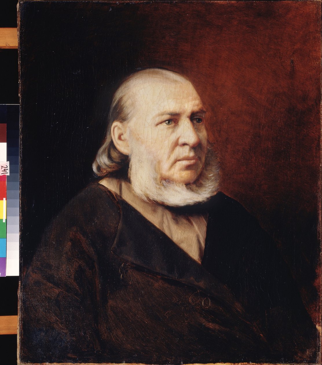 Portret pisarza Siergieja Timofiejewicza Aksakowa (1791-1859). Obraz Wasilija (Vasili) Grigorievicha Perova (1834-1882), olej na płótnie. Sztuka rosyjska autorstwa Vasili Grigorevich Perov