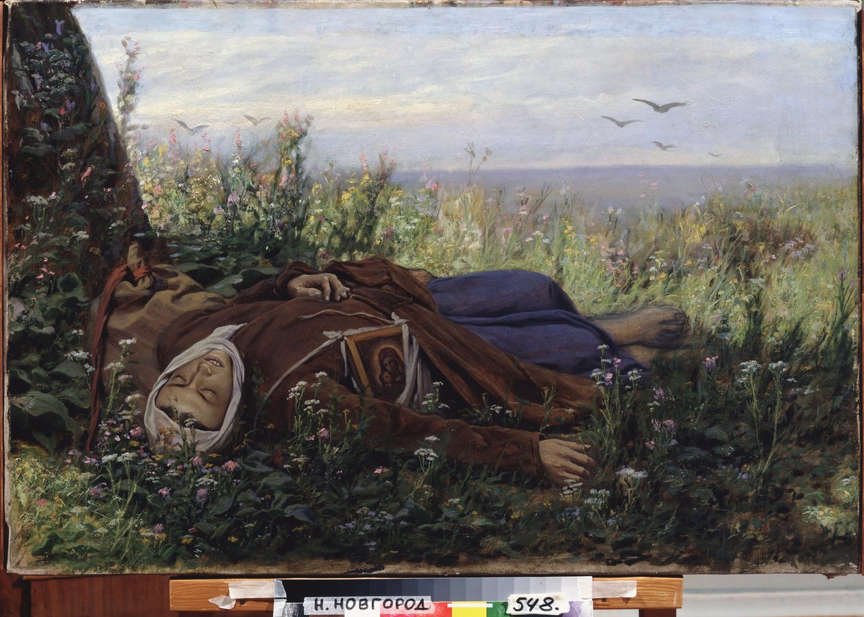 Pielgrzym na polu. Obraz Wasilija (Wasilija) Grigoriewicza Pierowa (1834-1882), olej na płótnie autorstwa Vasili Grigorevich Perov