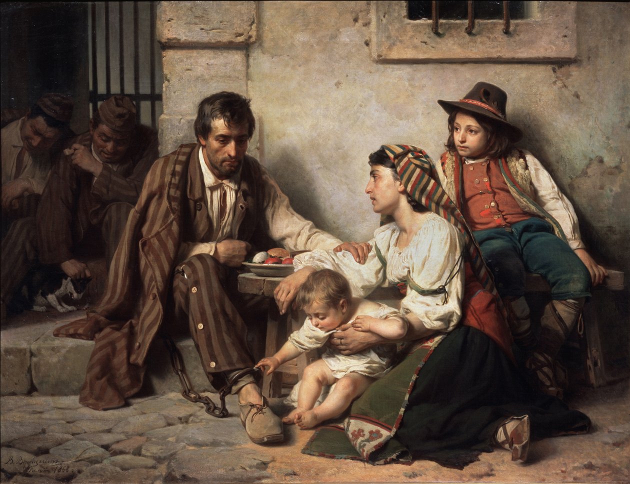 Rodzina odwiedzająca więźnia, 1868 autorstwa Vasili Petrovich Vereshchagin