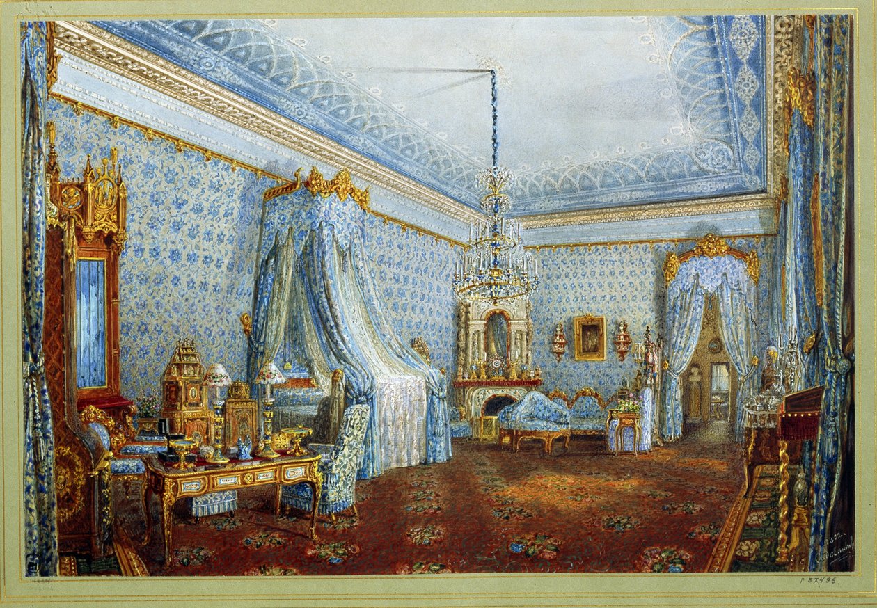 Pokój w Pałacu Jusupowa (Pałac Moika) w Sankt Petersburgu (Pokój w Pałacu Jusupowa w Petersburgu). Praca Wasilija Siemionowicza Sadovnikova (1800-1879), akwarela na papierze. sztuka rosyjska autorstwa Vasili Semenovich Sadovnikov