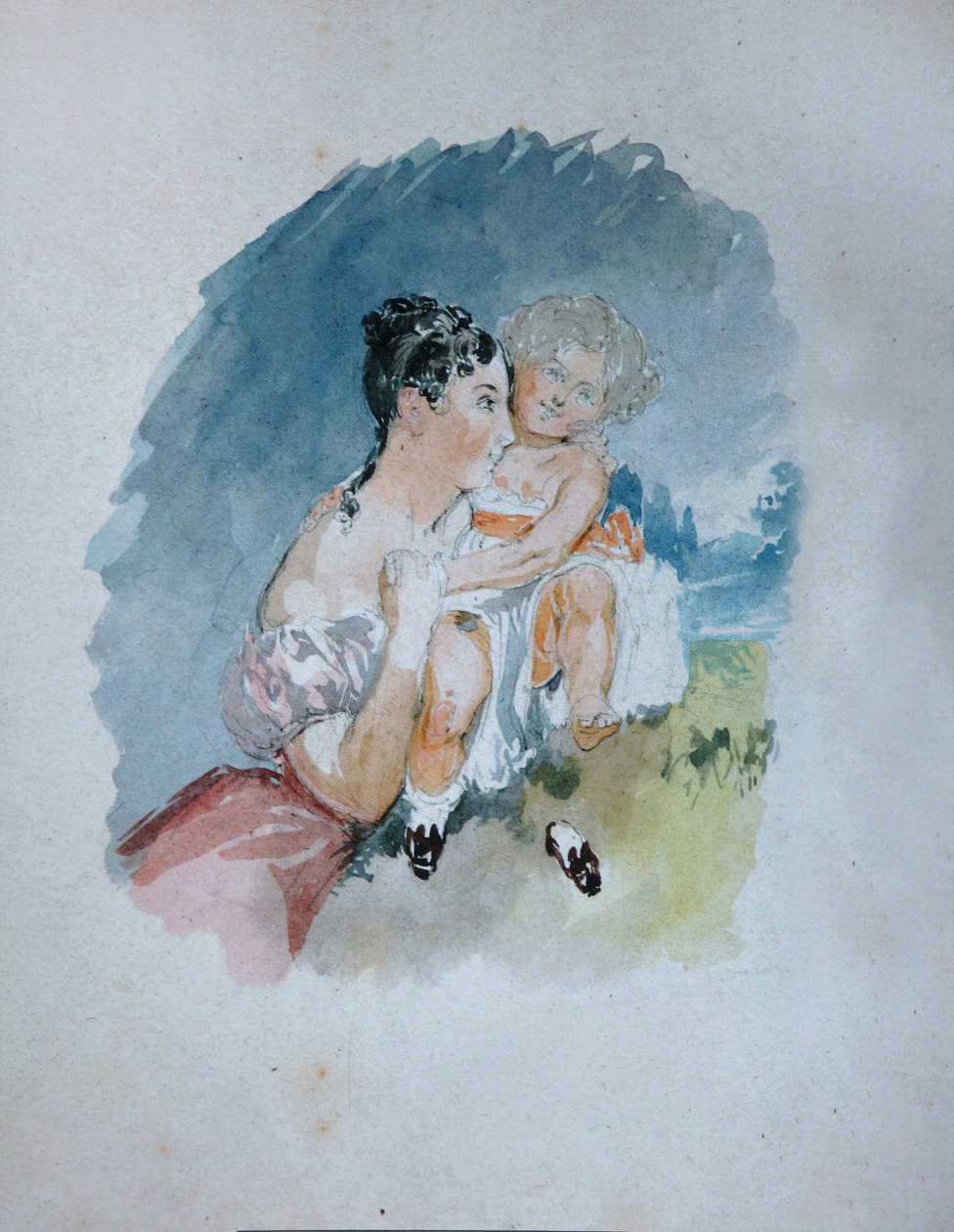 Portret hrabiny Stefanii zu Sayn-Wittgenstein z domu Radziwiłłów 1809-1832 z córką Marią, 1 autorstwa Vasili Semenovich Sadovnikov