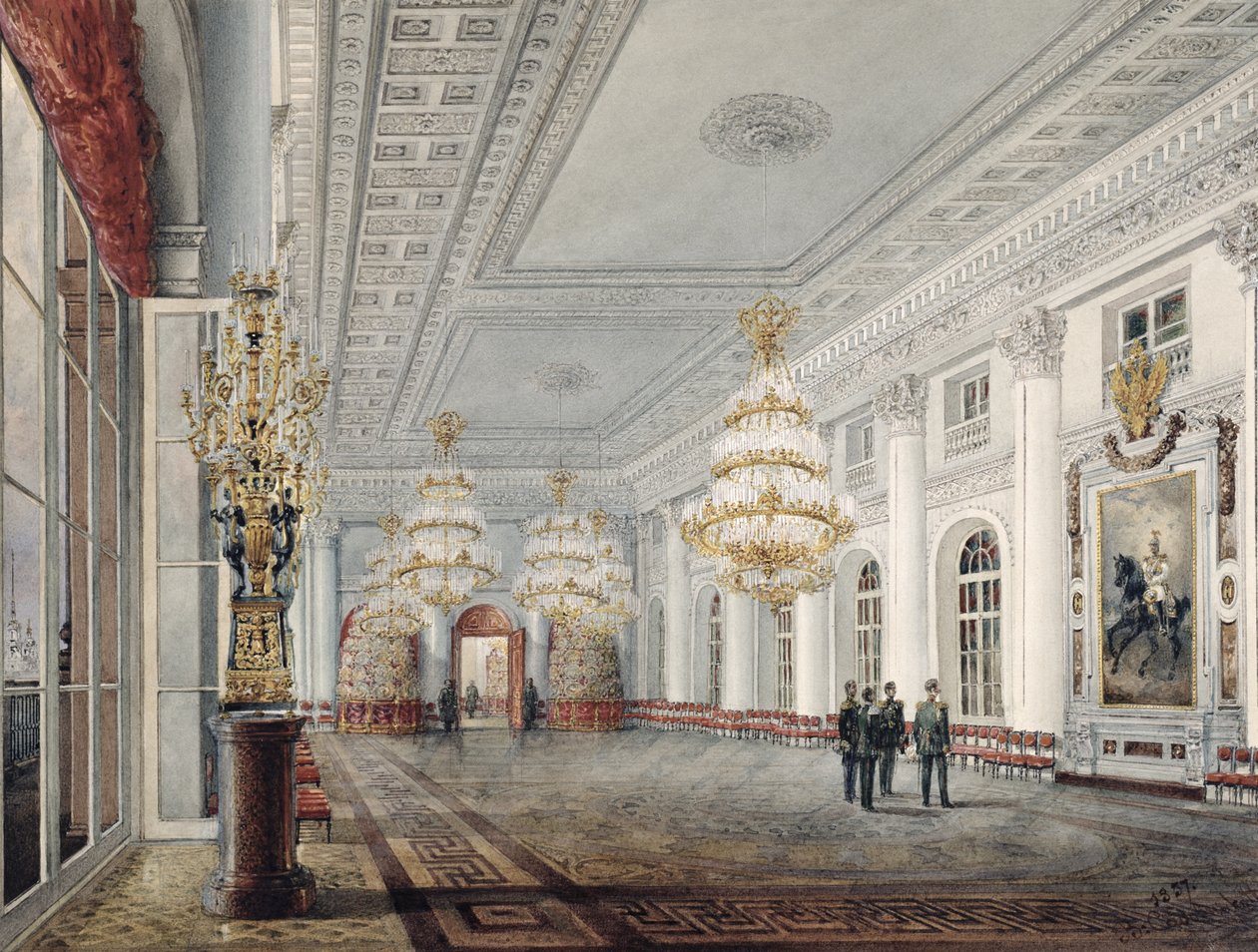 Wielka Sala, Pałac Zimowy, Petersburg, 1837 autorstwa Vasili Semenovich Sadovnikov