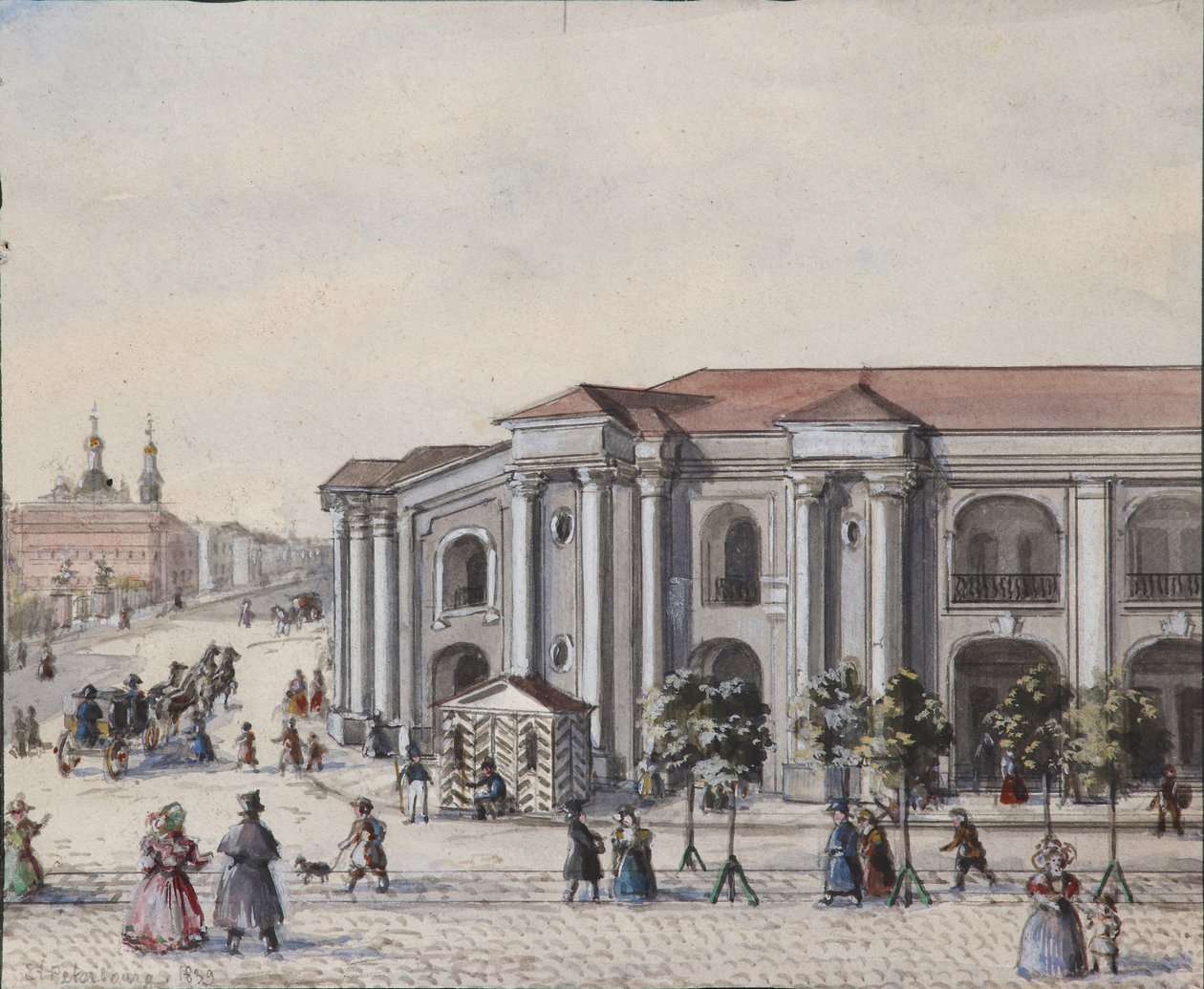 Petersburg Wielki Stocznia Handlowa Gostiny Dvor, lata 1830-1840 autorstwa Vasili Semenovich Sadovnikov