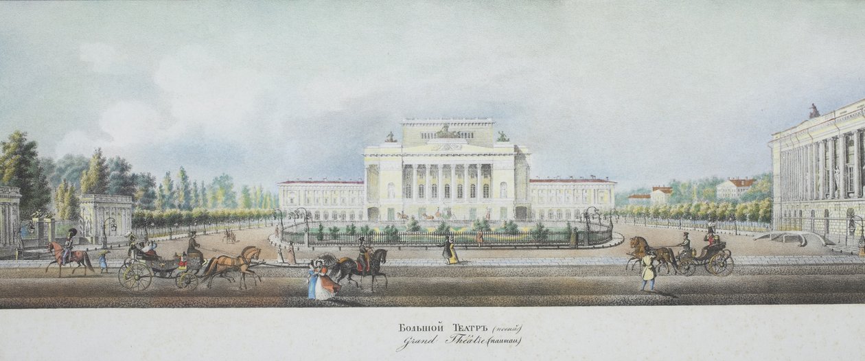 Petersburski Teatr Cesarski Bolszoj Kamenny Z panoramy Newskiego Prospektu autorstwa Vasili Semenovich Sadovnikov