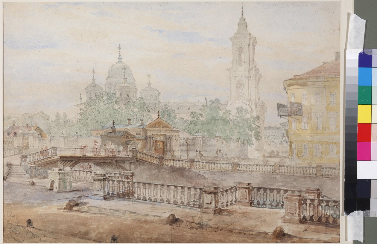 Most Wozniesieński nad Kanałem Katarzyny – Sadovnikov, Wasilij Siemionowicz (1800-1879). Akwarela na papierze autorstwa Vasili Semenovich Sadovnikov
