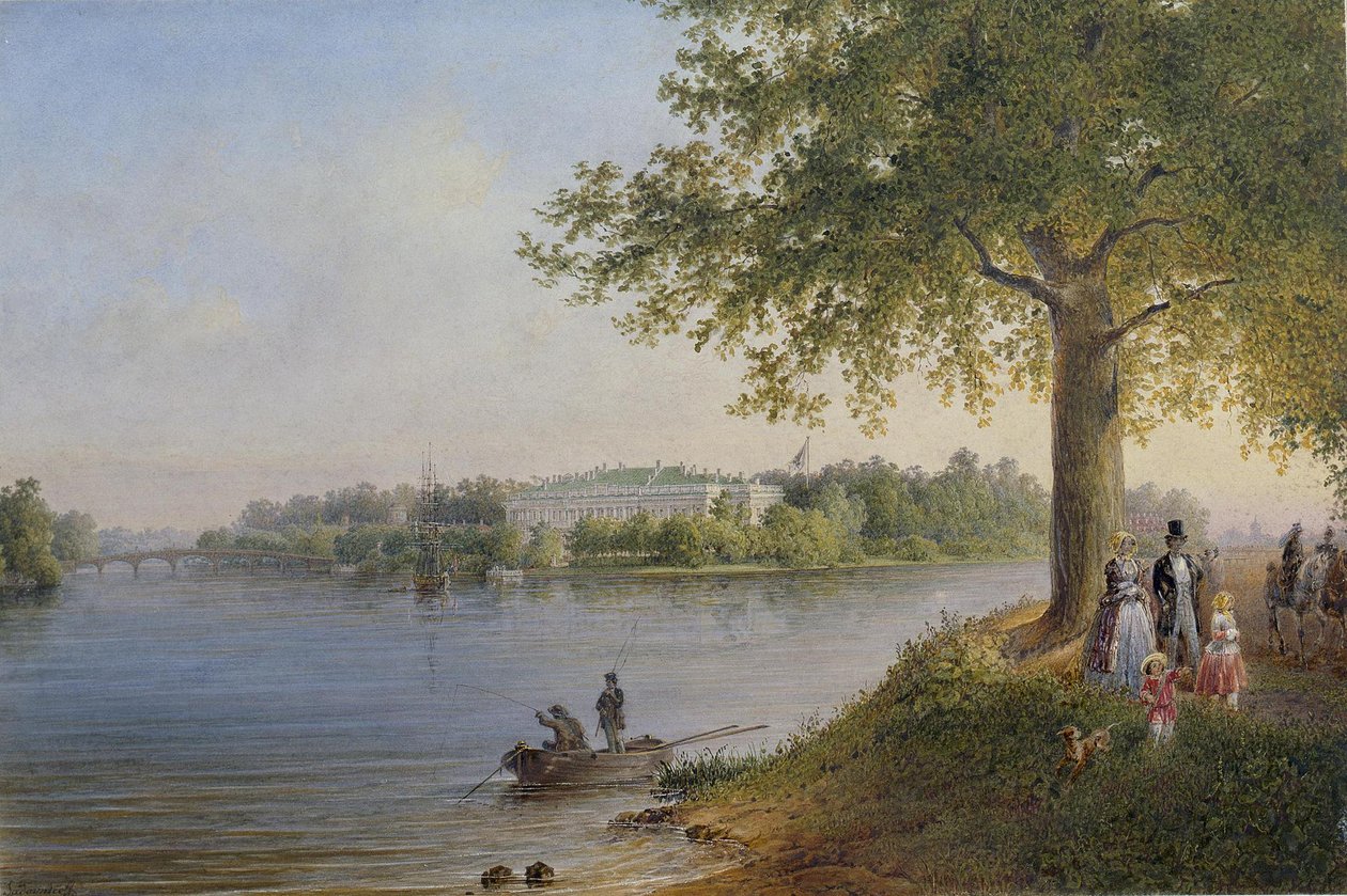 Widok Pałacu Kamennoostrowskiego w Petersburgu, 1847 r. autorstwa Vasili Semenovich Sadovnikov