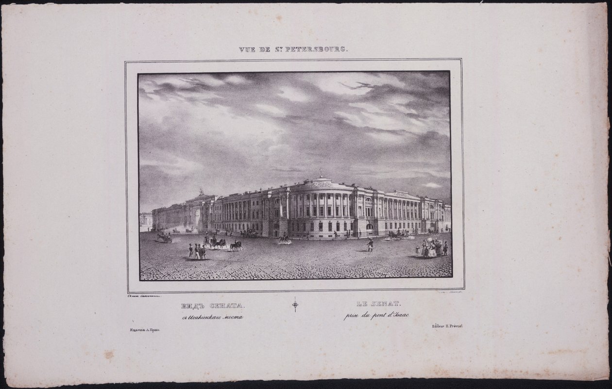 Widoki Sankt Petersburga. Widok na budynek Senatu z mostu św. Izaaka, 1833 autorstwa Vasili Semenovich Sadovnikov