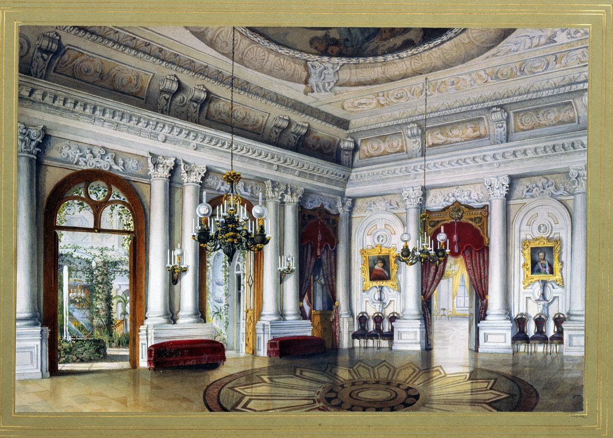 Widok Sali Antonia Wigi w Pałacu Jusupowa (Jusupowa, Jusupowa) w Petersburgu, zwanego też Pałacem Moika (Sala Antonia Wigi w Pałacu Jusupowa w Petersburgu). Grafika Wasilija Siemionowicza Sadownikowa (1800-1879). aq autorstwa Vasili Semenovich Sadovnikov