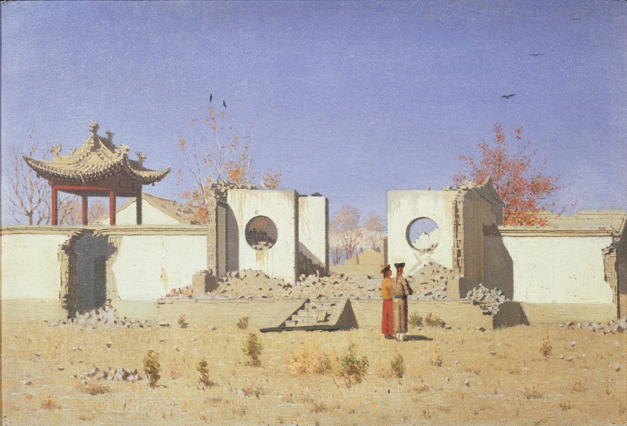 Ruiny chińskiej świątyni w Akkencie, 1869-1870 autorstwa Vasili Vasilievich Vereshchagin