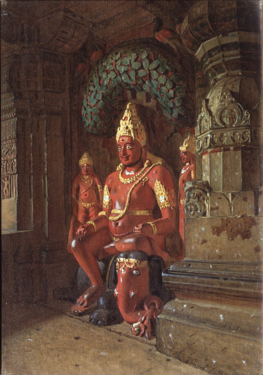 Posąg Wisznu w świątyni Indra, 1874 autorstwa Vasili Vasilievich Vereshchagin