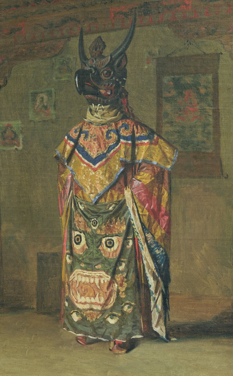 Lama buddyjski podczas święta w klasztorze Pemionchi, 1874-76 autorstwa Vasili Vasilievich Vereshchagin