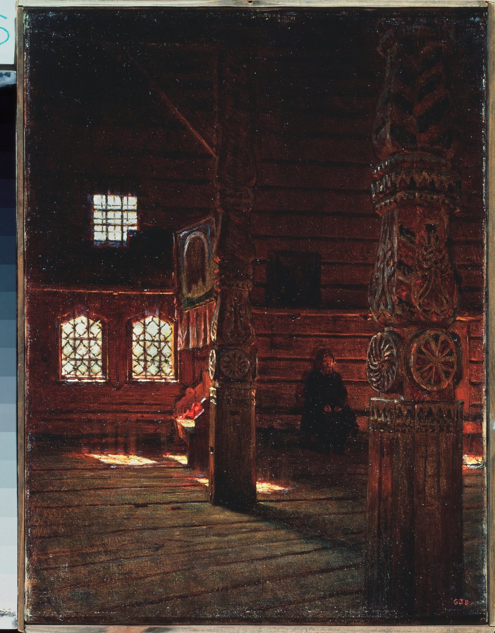 Wnętrze kościoła Piotra i Pawła w Puczugu - obraz Wasilija Wasiljewicza Vereshchagin (Vassili Vereshchagin) (1842-1904), olej na płótnie autorstwa Vasili Vasilievich Vereshchagin