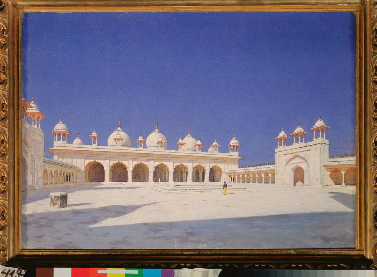 Meczet Perłowy w Czerwonym Forcie Agra w Indiach - Obraz Wasilija Wasiljewicza Vereshchagin (Vassili Vereshchagin) (1842-1904), olej na płótnie autorstwa Vasili Vasilievich Vereshchagin