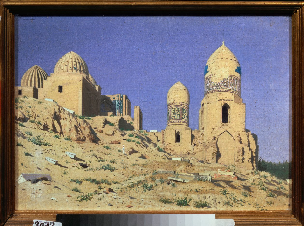 La necropole Shah I Zinda (Shah-i-Zinda) a Samarcande (Ouzbekistan) (Nekropolia Shah I Zinda w Samarkandzie) - Peinture de Vasili Vasilyevich Vereshchagin (Vassili Verechtchaguine) (1842-1904), huile sur toile autorstwa Vasili Vasilievich Vereshchagin
