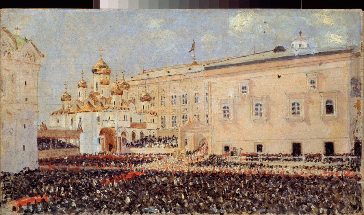 Koronacja cesarza Aleksandra III (1845-1894) na Kremlu moskiewskim, 15 maja 1883 r. (Koronacja cesarza Aleksandra III na Kremlu moskiewskim 15 maja 1883 r.) - Obraz Wasilija Wasiljewicza Vereshchagin (Vassili Vereshchagin) ( autorstwa Vasili Vasilievich Vereshchagin