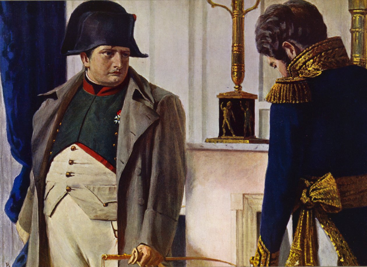 Napoleon Bonaparte i Jacques Lauriston (kolorowa litografia) autorstwa Vasili Vasilievich Vereshchagin