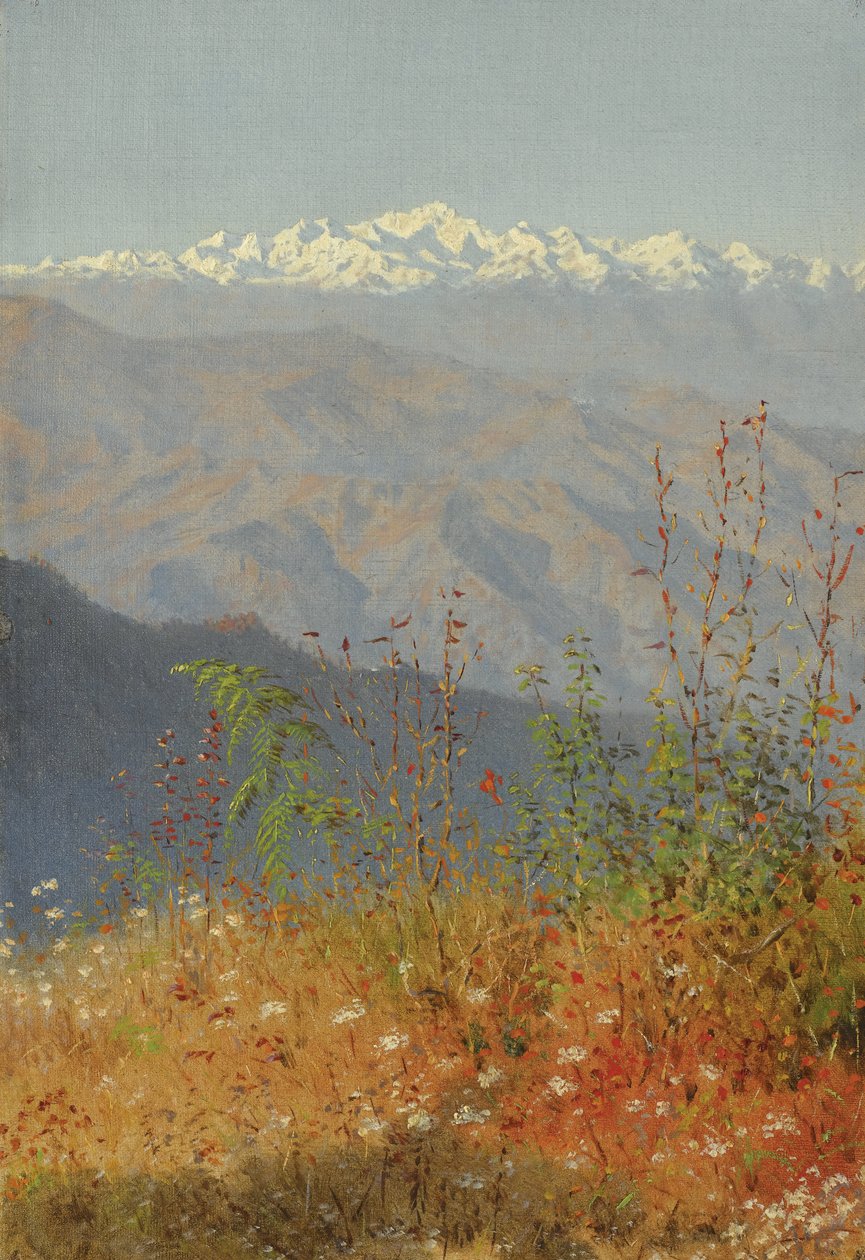 Zachód słońca w Himalajach, 1879 autorstwa Vasili Vasilievich Vereshchagin