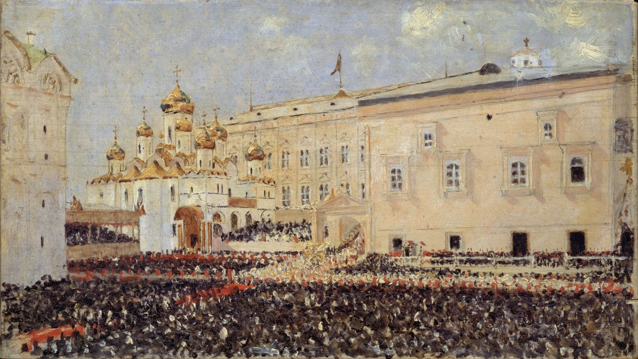 Koronacja cesarza Aleksandra III na Kremlu w dniu 15 maja 1883 r. 1883 r. autorstwa Vasili Vasilievich Vereshchagin