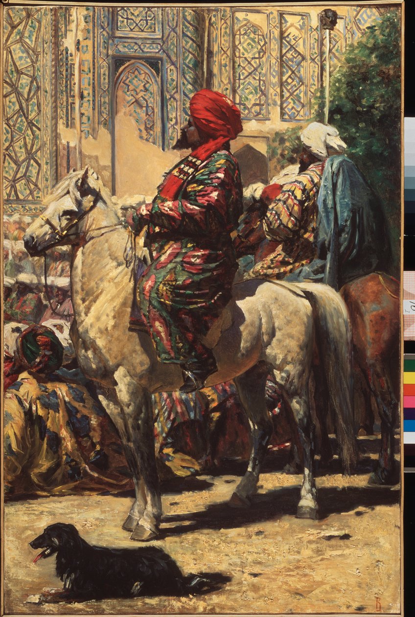 Un cavalier a Samarcande (Uzbekistan) (Jeździec w Samarkandzie) - Peinture de Vasili Vailyevich Vereshchagin (Vassili Verechtchaguine) (1842-1904), huile sur toile autorstwa Vasili Vasilievich Vereshchagin