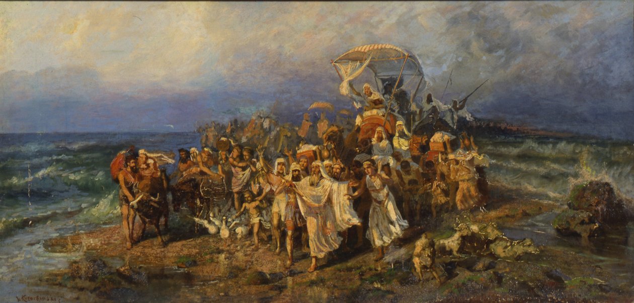 Przejście Izraelitów przez Morze Czerwone, druga połowa XIX wieku. autorstwa Vasilii Kotarbinsky