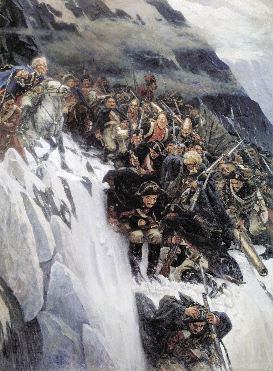 Armia Suworowa przekracza Alpy w 1799, 1899 autorstwa Vasilij Ivanovic Surikov