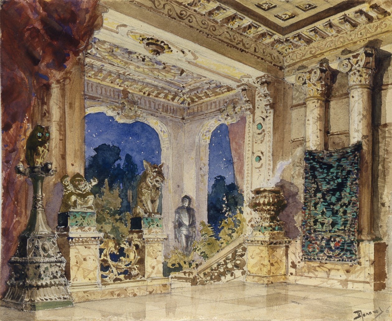 Scenografia do opery Szkarłatna Róża N. Krotkowa, 1884 autorstwa Vasilij Dmitrievich Polenov