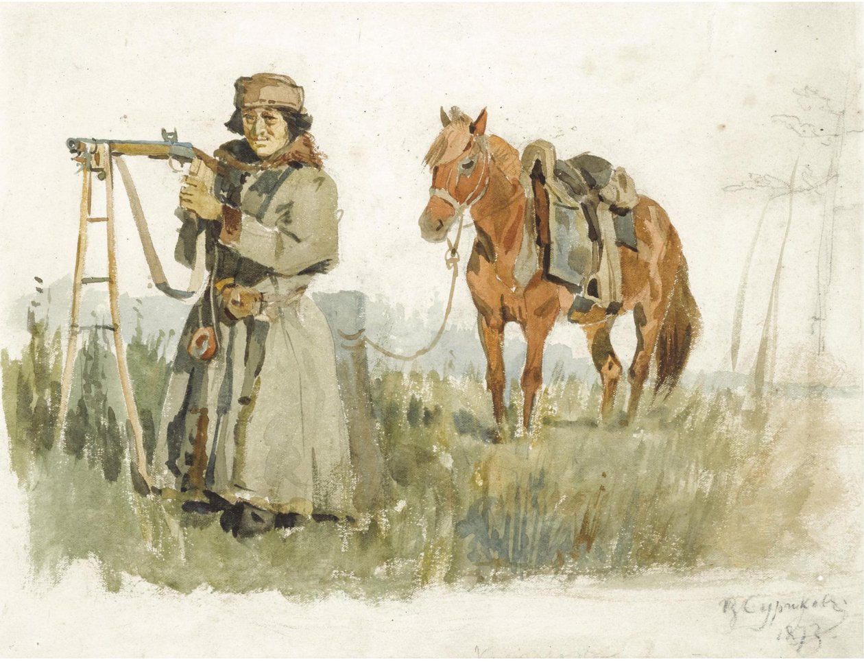 Tatar z Minusińska, 1873 autorstwa Vasilij Ivanovic Surikov