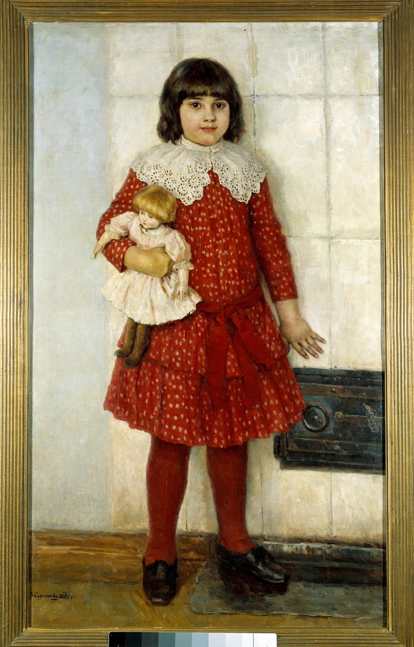 Dziewczyna ma lalkę Obraz Wasilija Iwanowicza Surikowa (Wasilij Surikow lub Wasilij Surikow) (1848-1916) 1888 Moskwa. Galeria Tretiakowska autorstwa Vasilij Ivanovic Surikov