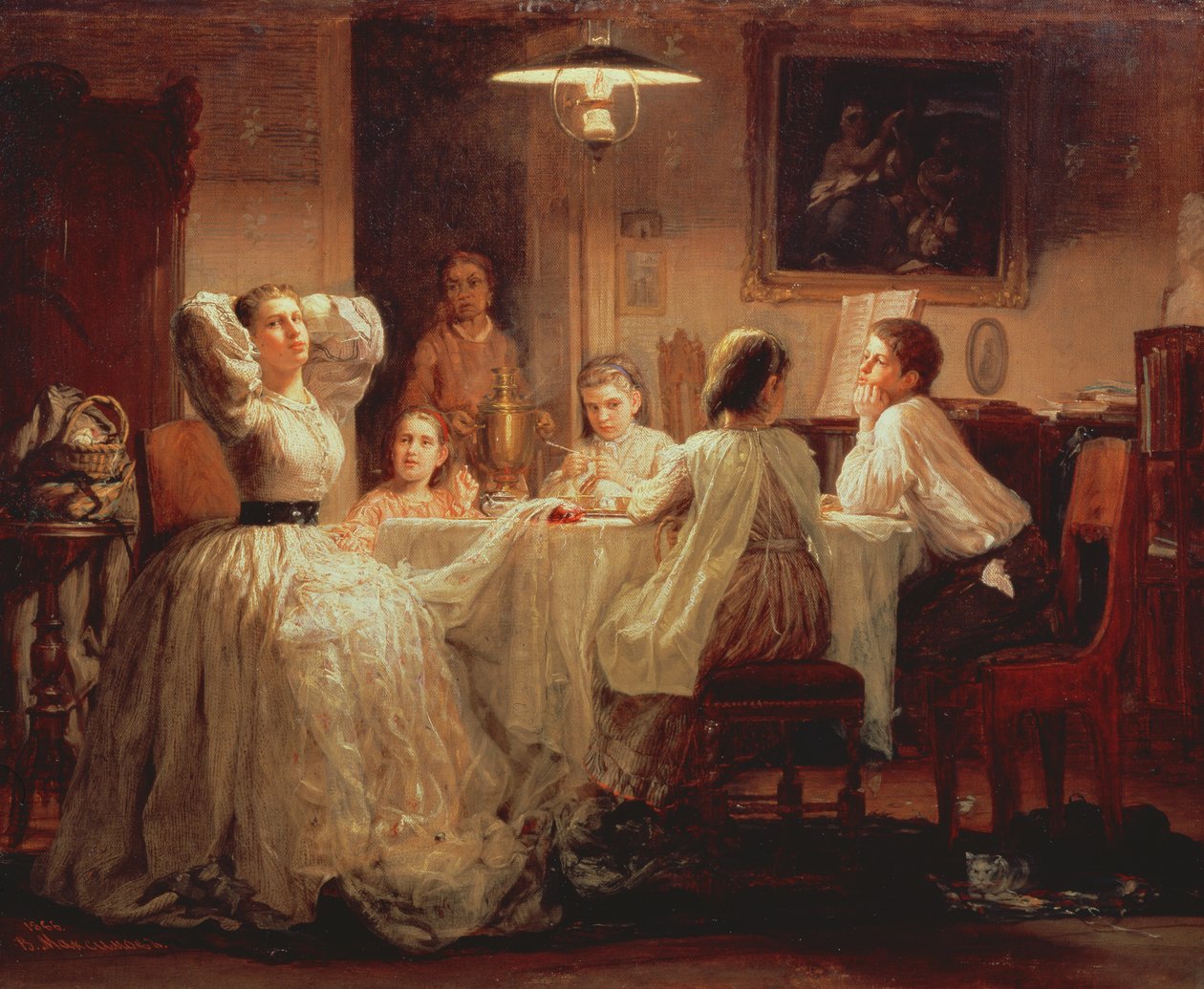 Szycie Posagu, 1866 autorstwa Vasily Maximov