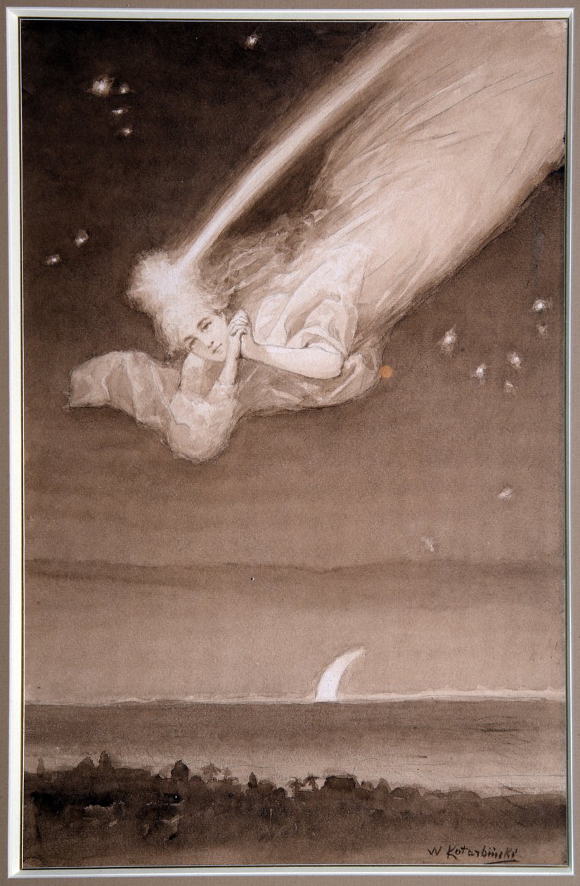 Etoile filante (Spadająca gwiazda) - Aquarelle sur papier de Vassili (Vasili, Vasilii, Wilhelm) Aleksandrowicz Kotarbinsky (Kotarbinski, Kotarbinskii) (1849-1921), anny 1910 - Kolekcja privee autorstwa Vasily Alexandrovich Kotarbinsky
