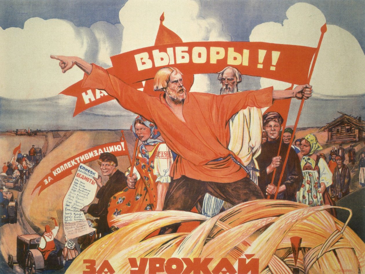 Do wyborów! Za kolektywizację! Na żniwa! autorstwa Vasily Nikolaevich Kostyanitsyn