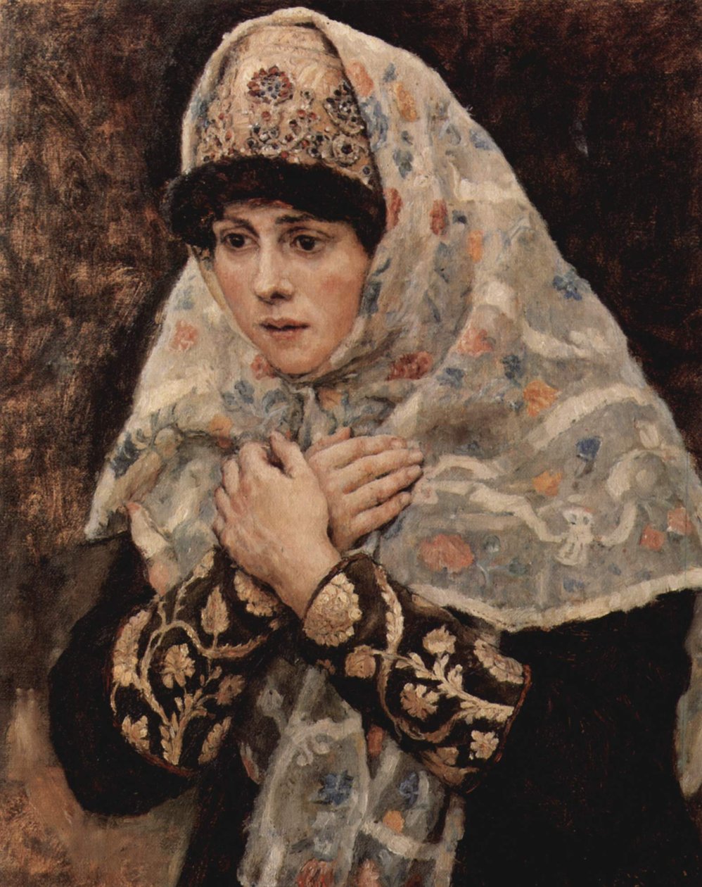 Dziewczyna Boyar ze skrzyżowanymi ramionami autorstwa Vasily Surikov
