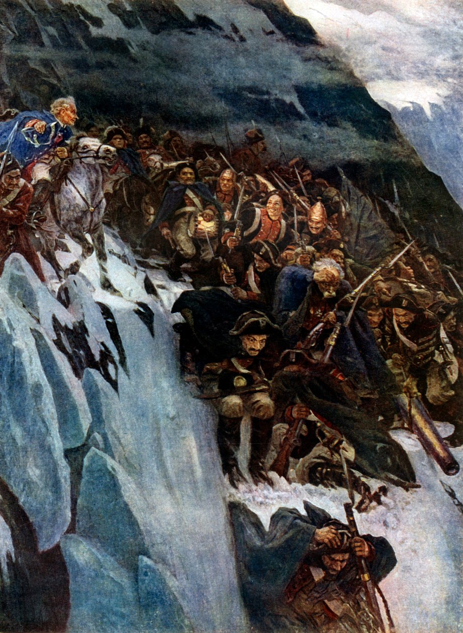 „Marsz Suworowa przez Alpy”, 1799, 1899, 1939. autorstwa Vasily Surikov