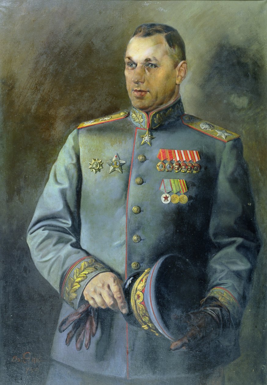Portret marszałka Związku Radzieckiego i Polski, Konstantego Rokossowskiego (1896-1968) autorstwa Vassily Nikolayevich Yakovlev