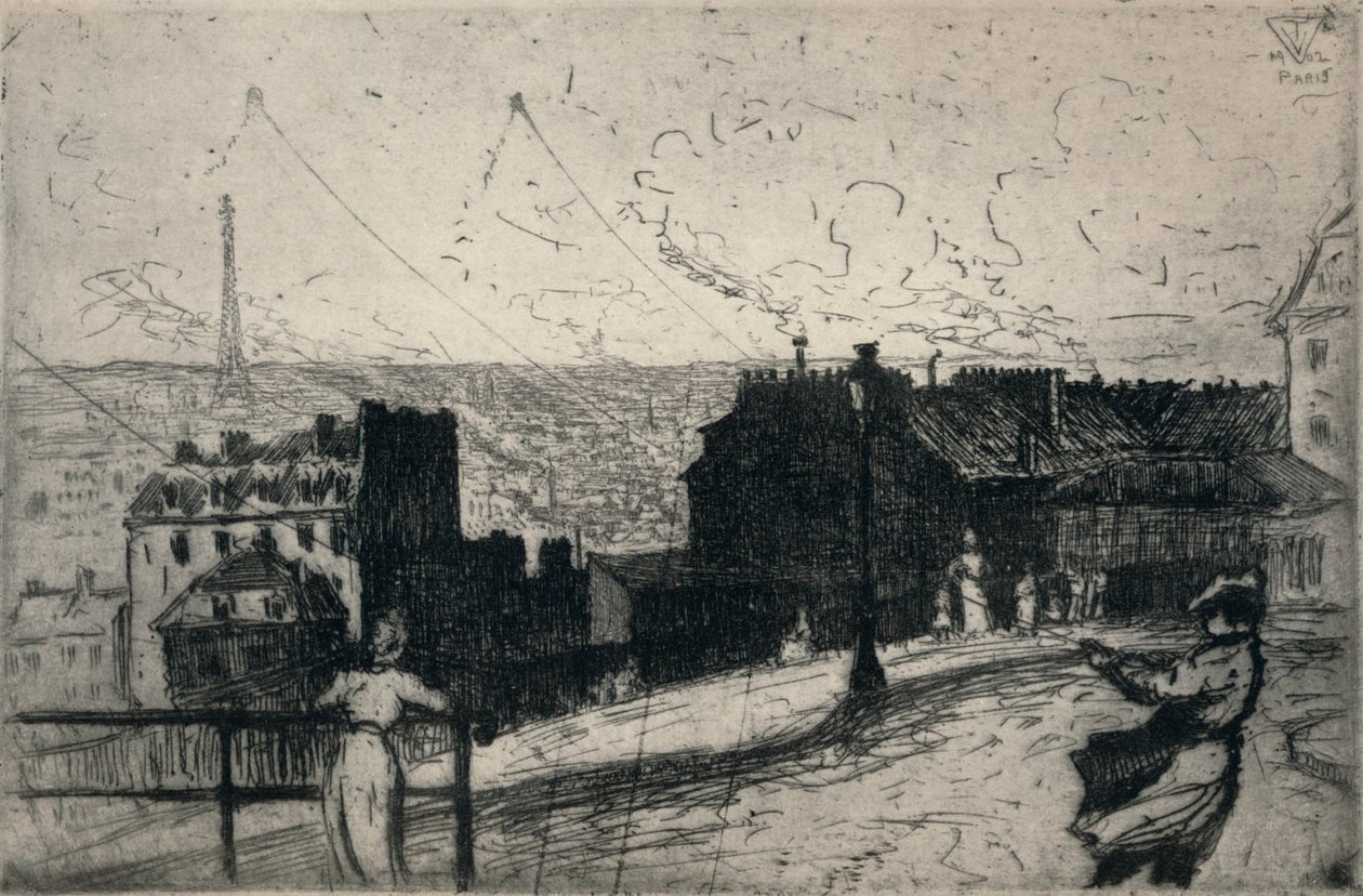 Kite-Flyers, Montmartre, 1915 autorstwa Vaughan Trowbridge
