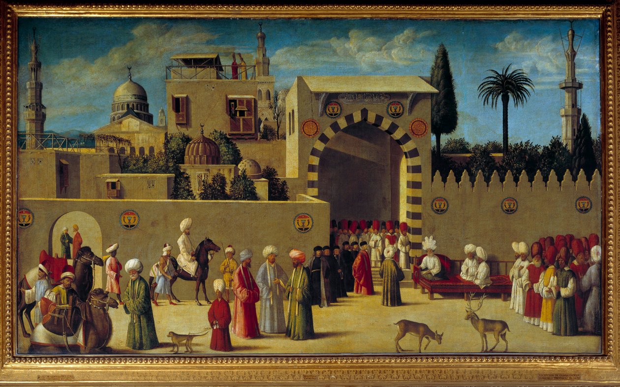 Widownia ambasady weneckiej w Damaszku Obraz szkoły weneckiej z początku XVI wieku. Słońce 1,75x2,01 m² autorstwa Venetian School
