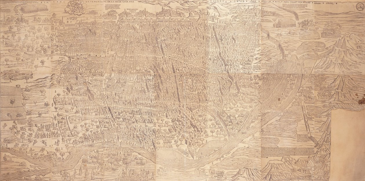 Mapa Kairu, widok z lotu ptaka, 1549 autorstwa Venetian School