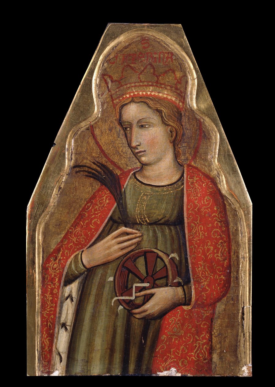 Święta Katarzyna Aleksandryjska (Święta Katarzyna). Malarstwo weneckiego mistrza. Tempera na desce, 26 x 16,5 cm, 2. poł. XIV w. Sztuka wenecka, włoska sztuka gotycka. Prywatna kolekcja. autorstwa Venetian School
