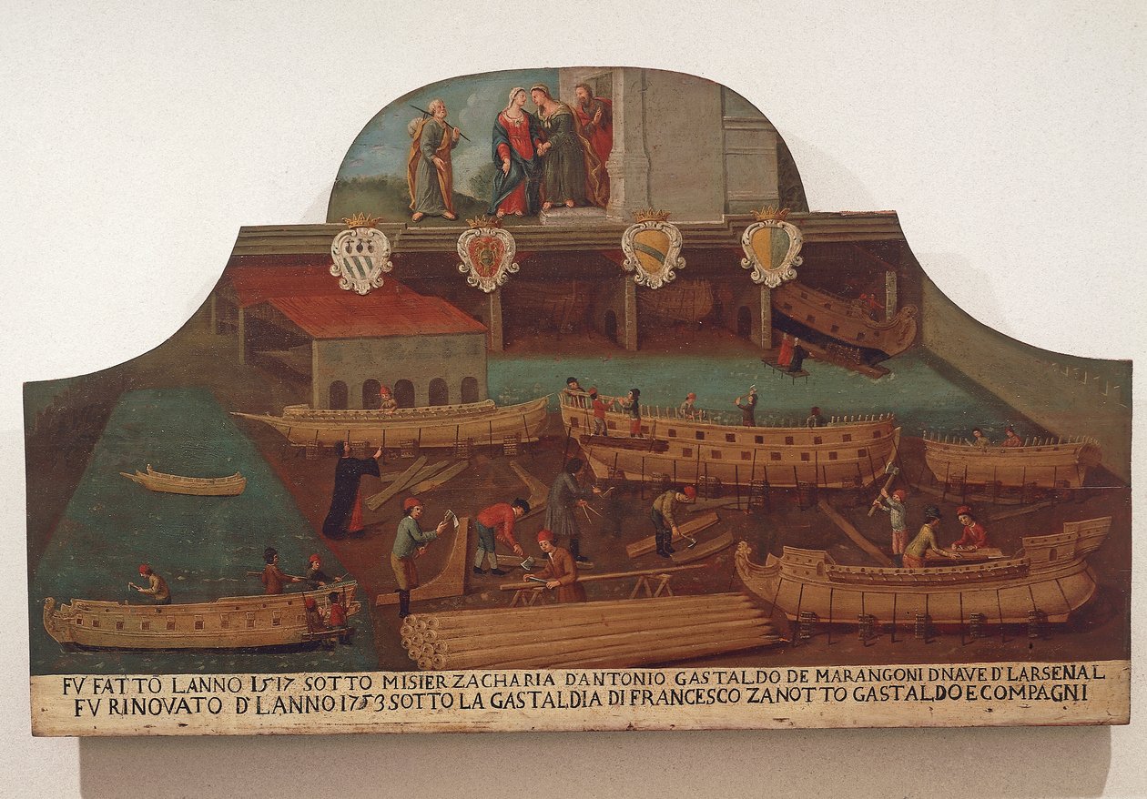 Szyld Cechu Stolarki Okrętowej w Arsenale w Wenecji autorstwa Venetian School