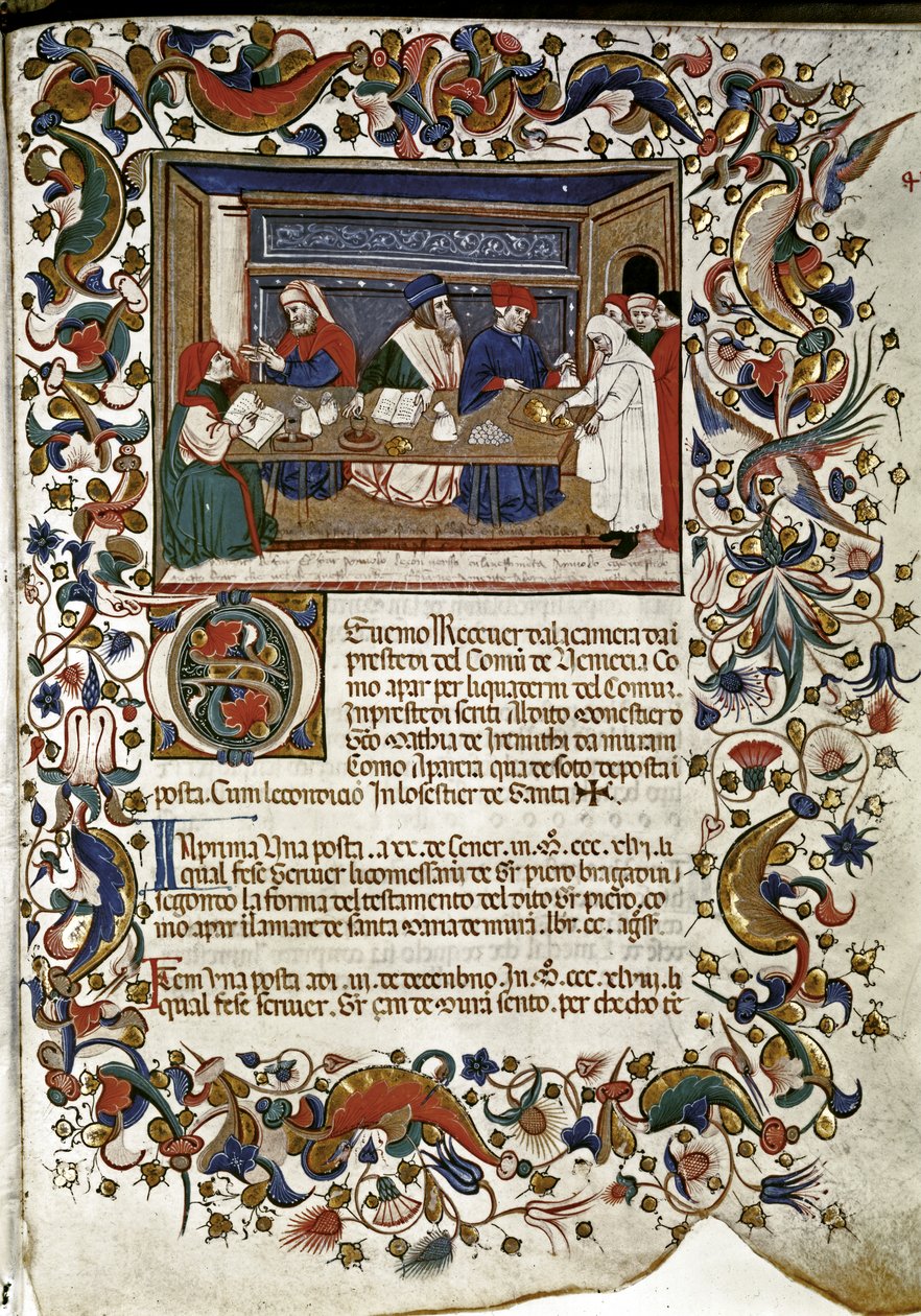 Weneccy bankierzy pożyczający pieniądze zakonnikom autorstwa Venetian School