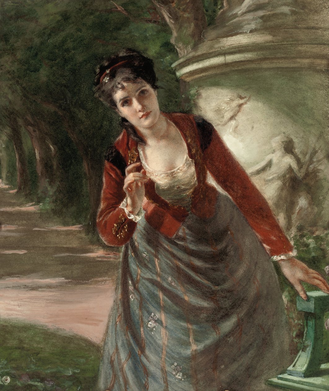 Portret Mary Paul Astor, żony Williama Waldorfa Astora (ołówek i w/c podkreślone bielą na papierze) autorstwa Vera Christie