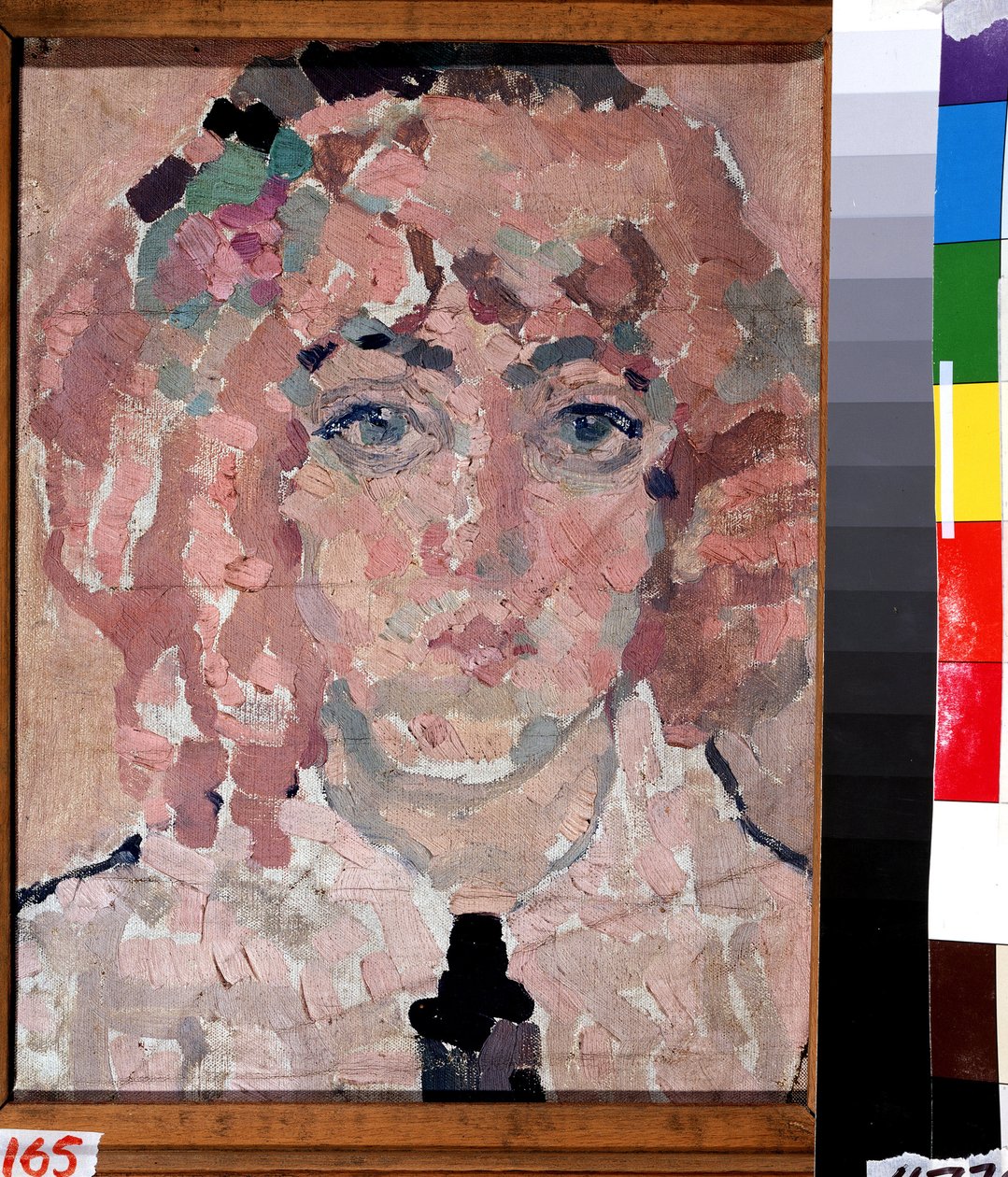 Autoportret. Obraz Very Vladimirovna Chlebnikova (Chlebnikova) (1881-1941), olej na płótnie, ok. 1910 r. Sztuka rosyjska, awangarda początku XX wieku. Państwowa Galeria Sztuki B. Kustodiewa, Astrachań (Rosja). autorstwa Vera Vladimirovna Khlebnikova