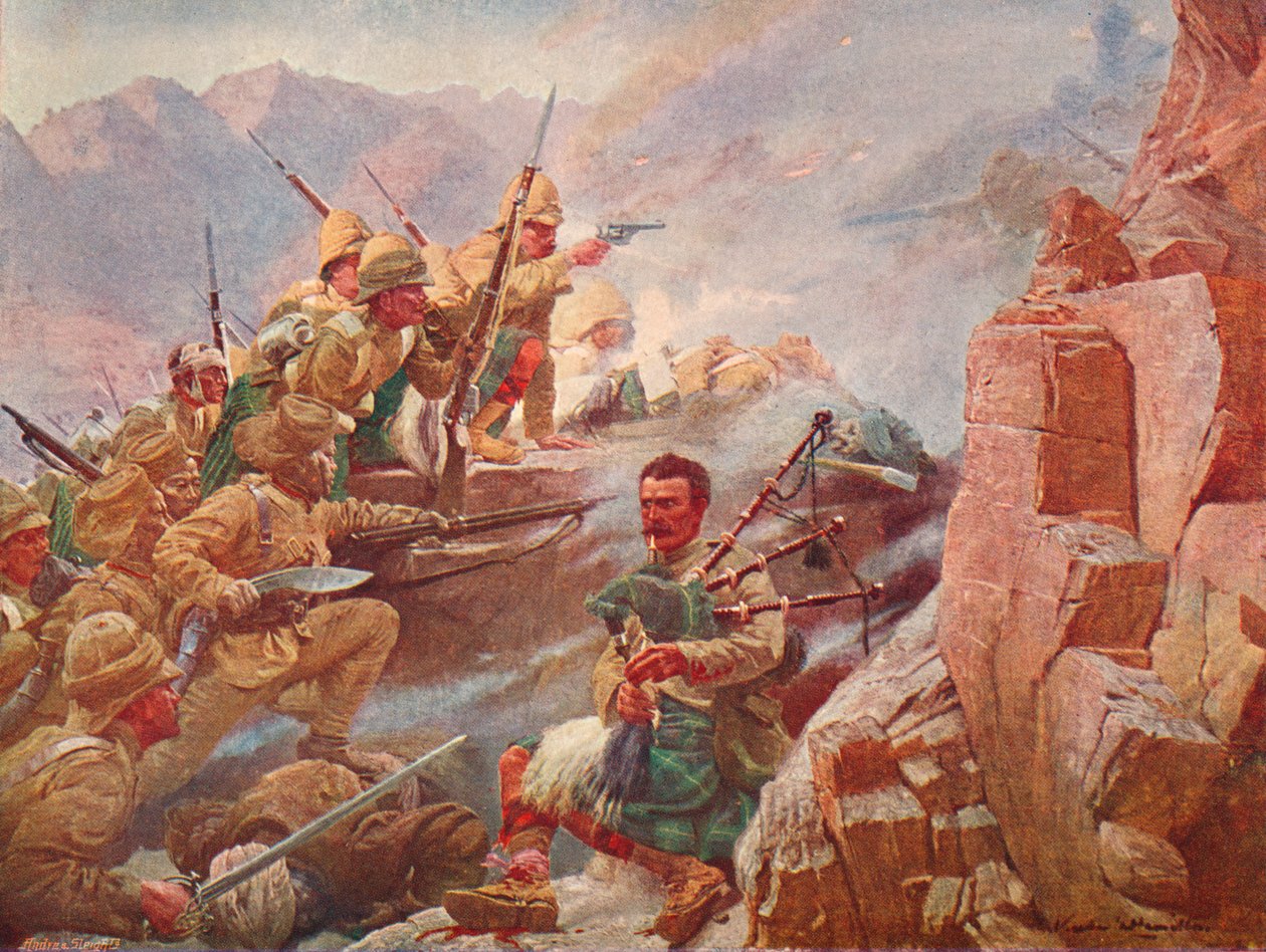 Szturm na Wzgórza Dargai przez 1. Gordona Highlanders i Gurkhów, 1897 1906 autorstwa Vereker Monteith Hamilton