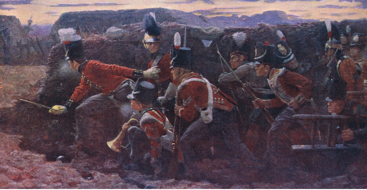 Rozpaczliwa nadzieja w Badajos, ilustracja z Cassells History of England, 1900 autorstwa Vereker Monteith Hamilton