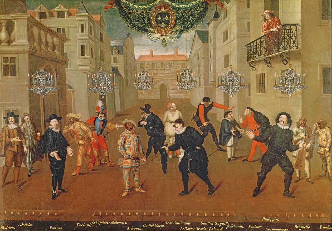 Włoscy i francuscy komicy grający w farsach, 1670 autorstwa Verio