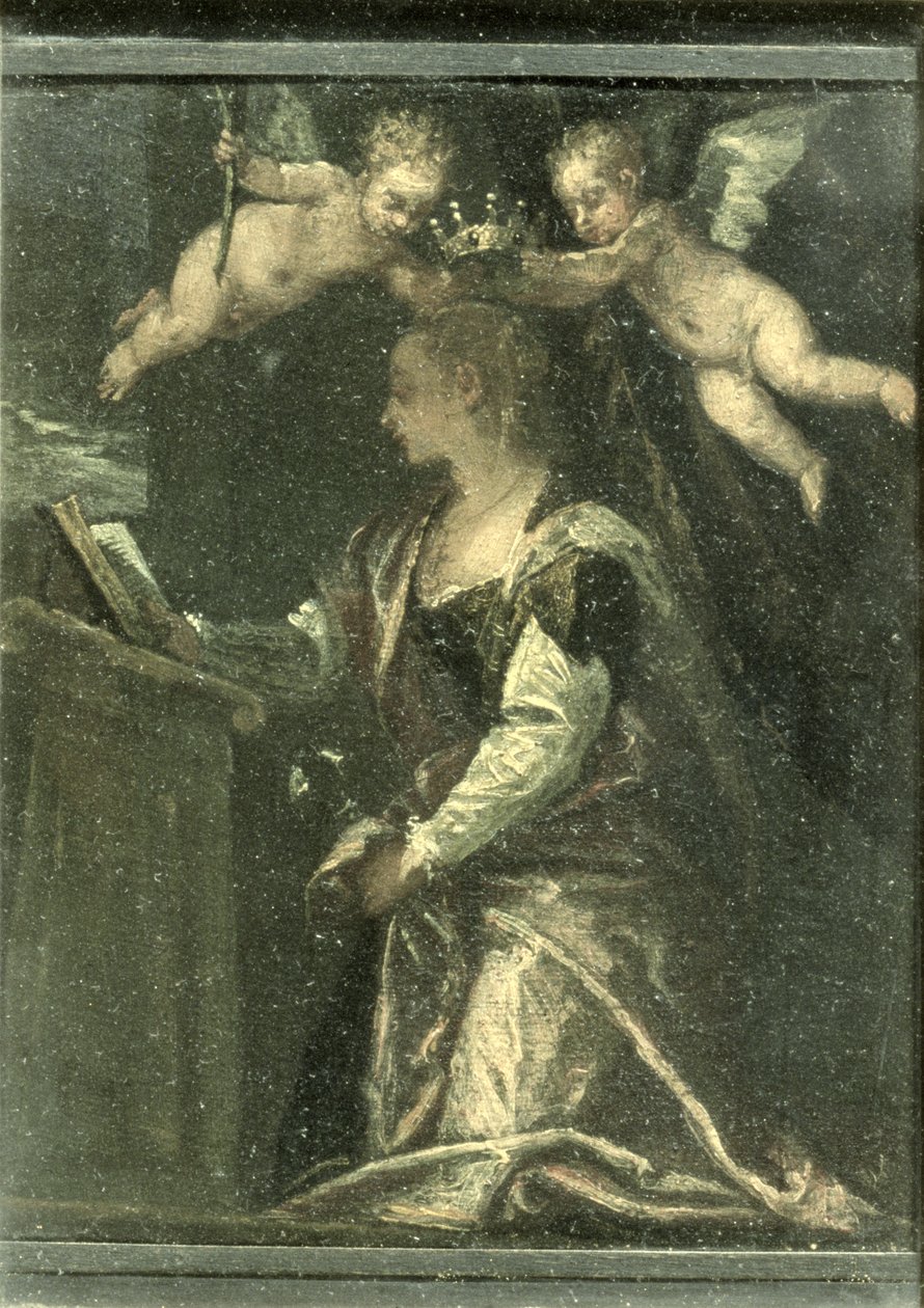Św. Agata w koronie aniołów (panel) autorstwa Paolo Veronese