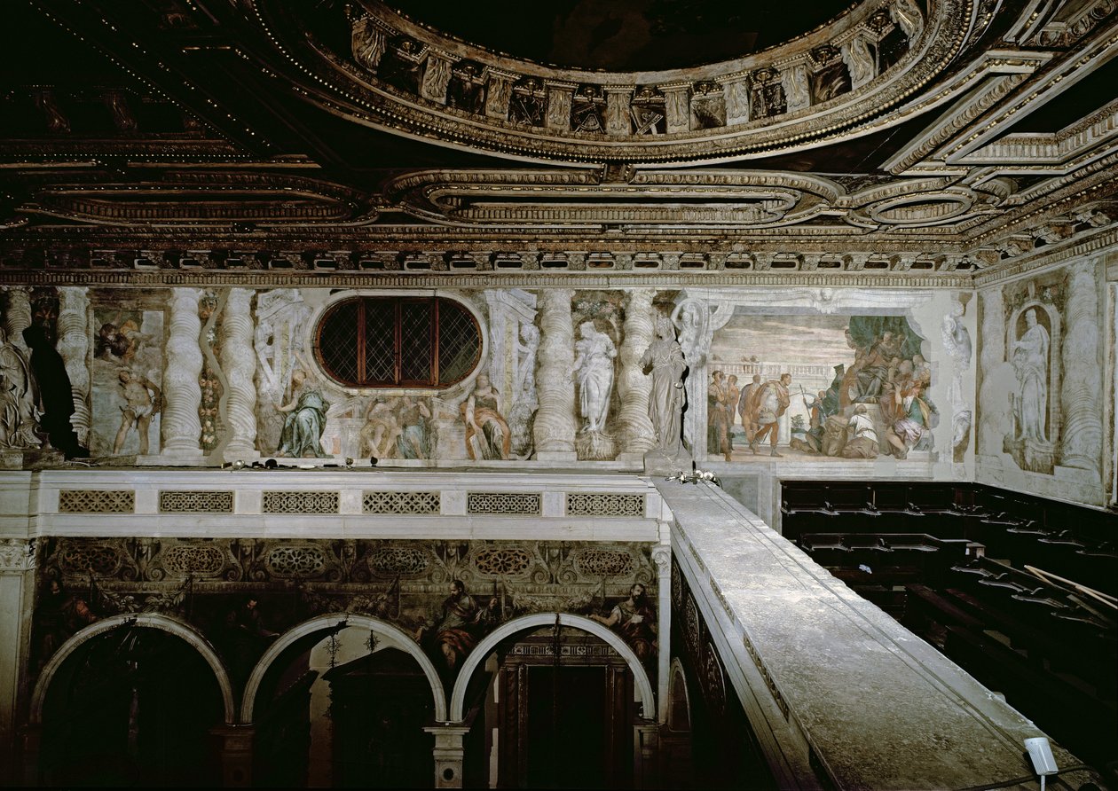 Św. Sebastian przed cesarzem, jego Męczeństwo i trzy Sybille, freski z galerii autorstwa Paolo Veronese