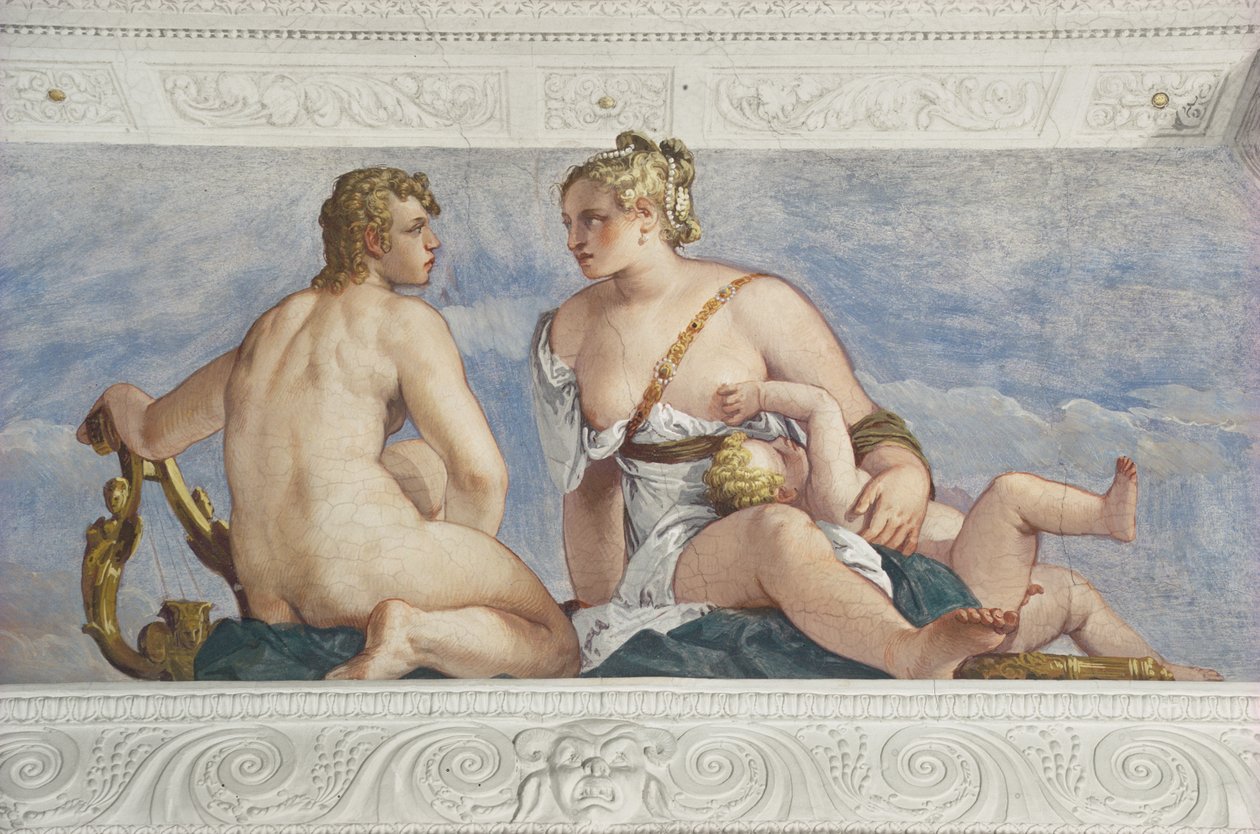 Apollo i Wenus, z Sala di Bacchus, ok. 1561 autorstwa Veronese